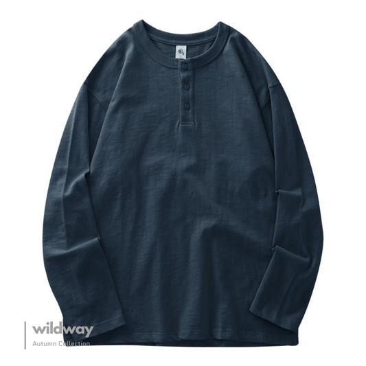 320g Heavy Classic Henley Long Sleeve Shirt