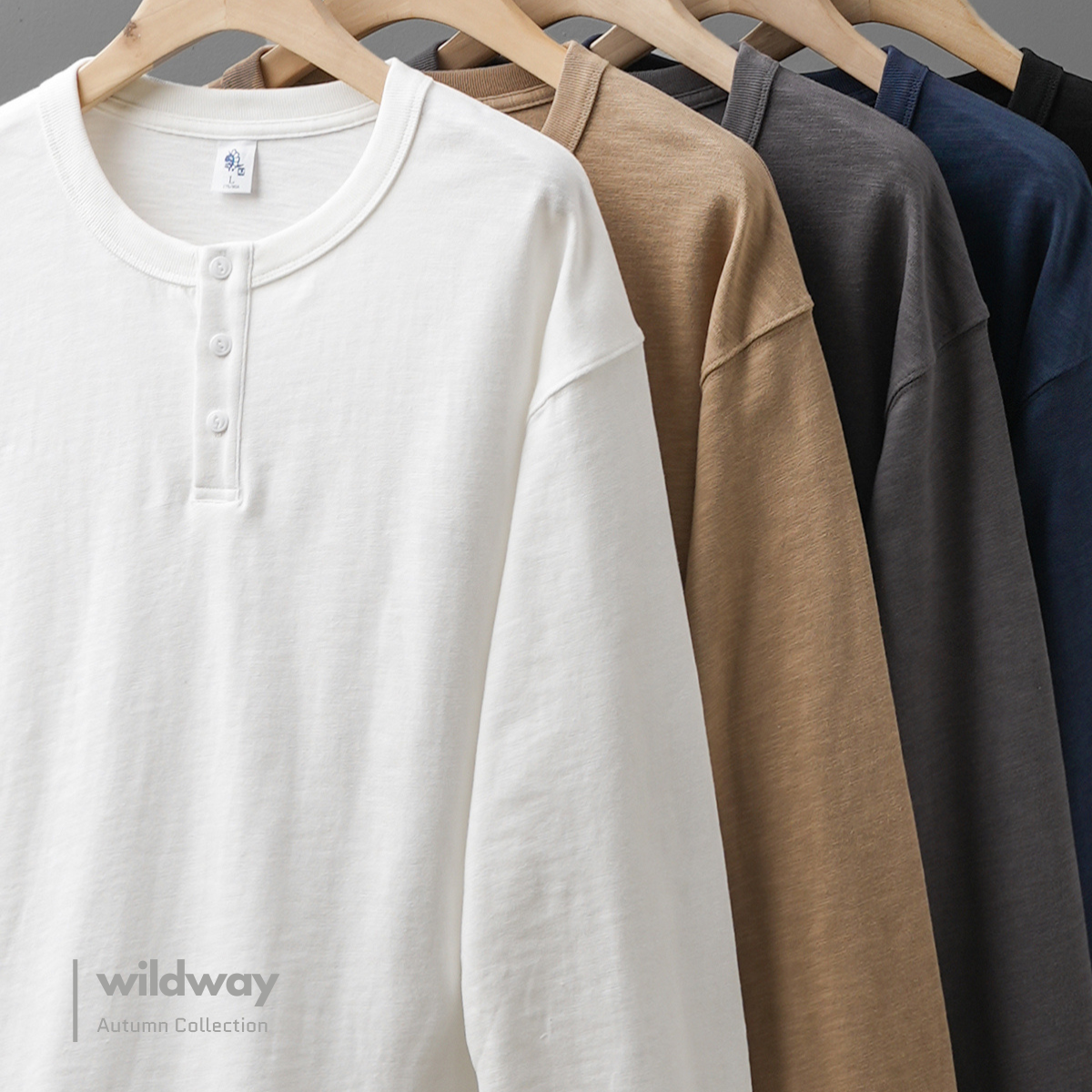 320g Heavy Classic Henley Long Sleeve Shirt